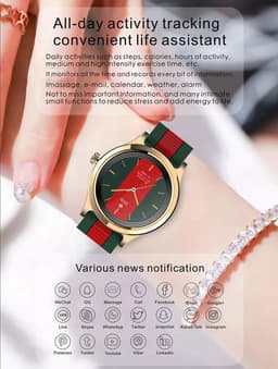 Darenci Smartwatch Majestic – Unisex Smartwatch met Touchscreen – Activity Tracker met Stappenteller, Bloeddrukmeter, Zuurstofmeter & Calorieënteller – Siliconen Band – Zwart/Grijs/Zilver — thumbnail 5