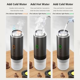 Draagbaar Koffiezetapparaat - 60ml - Capsule Koffie - 12V 6A 72W - Gemalen Koffie - Oplaadbaar - Cups - Auto en Camping - Snelle Verwarming voor Kantoor, Reizen, Camping, Thuis - Groen — thumbnail 4