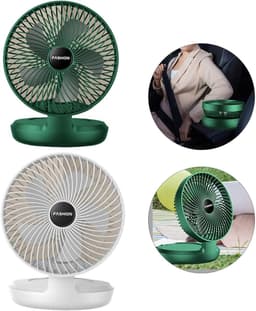 Tafelventilator - USB-ventilator - 90° opvouwbaar - Klein - Wandmontage - Draadloos - USB-oplaadbare ventilator - Met haak - Wit — thumbnail 2