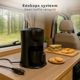 Cheqo® Koffiezetapparaat voor Auto 12V - Draagbare Koffiemachine met Autostekker – Reiskoffiezetapparaat voor Kamperen, Caravan & Vakantie – Compacte Elektrische Koffiezetter – Koffie Onderweg – Espressomachine 12V — thumbnail 2