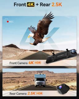 Wolfbox G900 Pro 4K Gps 128gb Mirror dashcam - Parkeermodus - 12,0 inch touchscreen Lcd - Ultra 4K + 2.5K resolutie - Wifi met App - Gps ontvanger - 128gb Micro SD kaart - Spiegel dashcam en digitale binnenspiegel in één — thumbnail 5