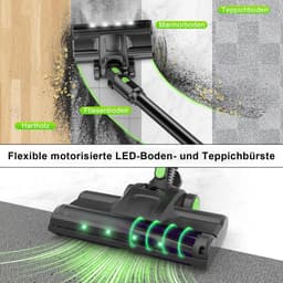 Grenintol Steelstofzuiger - 8 in 1 Steelstofzuiger Draadloos - Zelfstaande Stofzuiger Zonder Zak - 300W/2200 mAh Accu - 55 Minuten - 1,2 L Stofbak - voor Tapijten en Harde Vloere - 65,000PA - Groente — thumbnail 5