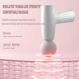 Mini-massagepistool - Draagbare spiermassager, diepe weefselpercussiemassage voor atleten, stille technologie, 6 opzetstukken, voor mannen en vrouwen, roze — thumbnail 3
