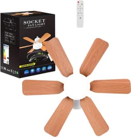 Nivard Plafondventilator - Met Verlichting - Plafond Ventilator - Met Lamp - Plafonniere Met Ventilator - Met Licht - Zwart/Hout - 51cm — thumbnail 1