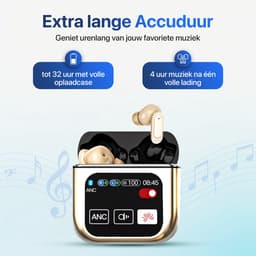Otiume Draadloze Oordopjes - LCD Scherm Bluetooth Oortjes Wireless Earbuds Touchscreen Earphones - Wit — thumbnail 3