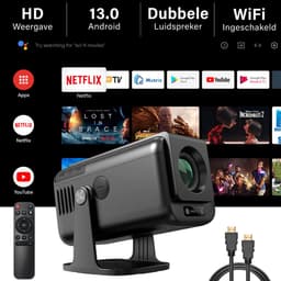 Lumistar® Pro+ Mini Beamer - Alles-in-één Smart TV Projector - 2025 model - Android 13.0 & iOS - WiFi 6 & Bluetooth 5.2 - 4k ondersteuning - Beamer - Inclusief Hdmi kabel - Home Cinema - Zwart — thumbnail 3