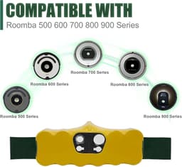 5000 mAh Geschikt voor iRobot Roomba R3 500 600 800 900 510 530 532 535 540 550 560 562 570 580 620 630 650 660 760 780 790 880 Vervangende accu (4 Veegborstels + 4 Schroeven) — thumbnail 5