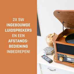 Classic Phono Retro Platenspeler - Bluetooth - Auto-stop -Radio CD en Cassettespeler - TCD-2551WD - Hout — thumbnail 3