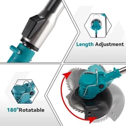 QuickShop Zweef grasmaaier - Zweefmaaier - Zweefmaaier - Grastrimmer met Accu - Grasmaaier - Handmaaier met Wielen - Licht Blauw - Opvouwbare Verstelbare Trimmer - Efficiënte Tuin Snoeien - Snij Elektrisch Gereedschap Voor Makita 18V Batterij — thumbnail 3