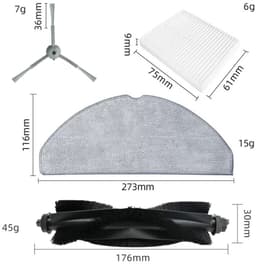 18 stuks robotstofzuiger accessoires - Geschikt voor Eufy G50 Hybrid (SES) - L60 Hybrid (SES) - L60 - L60 SES - L50 - L50 SES - Onderdelen - voor robotstofzuiger - met reinigingsborstel - Vervangingsonderdelen — thumbnail 2