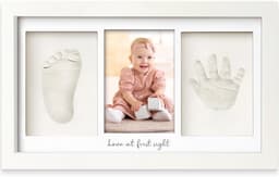 Baby Hand- en Voetafdrukherinneringskader – Leem Set voor Pasgeborenen – Babykamer Decoratie — thumbnail 1