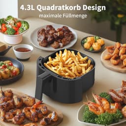 Compacte AirFryer 4.3 Liter met Digitale Touch Display, 1500 Watt en 8 Voorinstellingen — thumbnail 3