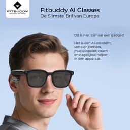 Fitbuddy AI Smart Glasses – Slimme Bluetooth Zonnebril met AI Beeldherkenning, Vertaalfunctie, Speakers & Microfoon – Touchbediening – iOS/Android – Zwart — thumbnail 2