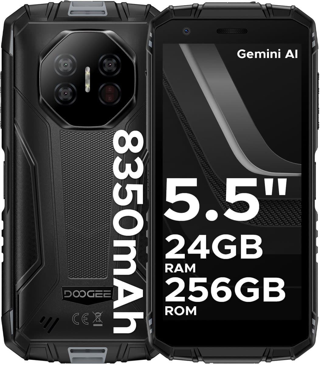 DOOGEE Fire 3 Ultra 4G- AI Outdoor telefoon - Robuuste Smartphone - Android 15 -24 GB RAM+256 GB ROM/2 TB TF - 8350 mAh/18W -Unisoc T7200 -5,5-inch HD -NFC + Face ID + Vingerafdrukscanner- Grijs — afbeelding 1