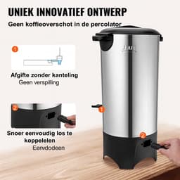 Koffie Urn – 50-Kops Percolator – Horeca Koffiezetter – Snelle Brouwsnelheid & Warmhoudfunctie - Koffie — thumbnail 4