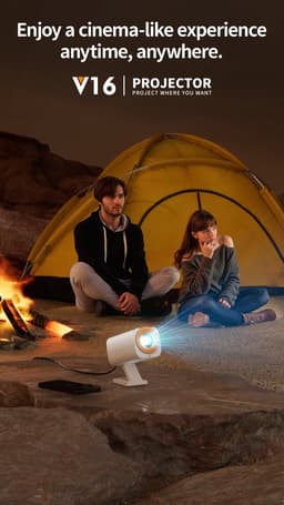 Mini Beamer V16 - Projector met Netflix+YouTube+Disney+ - 4K-ondersteuning - Home Cinema - Android 11 - WiFi 6 & Bluetooth 5.2 - Wit — thumbnail 2