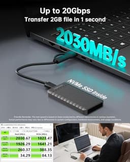 Draagbare 2TB SSD USB 3.2 Gen 2x2 tot 2000MB/s - Externe Harde Schijf voor Smartphones, Laptops, Tablets en Spelconsoles — thumbnail 5