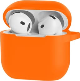 Jumada's Case Geschikt voor AirPods 4 Hoesje Hoes Siliconen Met Clip Cover - Hoesje Geschikt voor Apple AirPods 4 Hoes Siliconen - Oranje — thumbnail 1