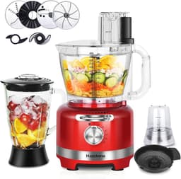 10-in-1 multifunctionele elektrische keukenmachine met glazen mengkom en hakmolen - 1000 W, ideaal voor snijden, hakken en mixen — thumbnail 1