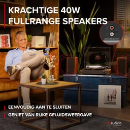 Platenspeler Bluetooth - LP speler met stereo speakers - Audizio RP335 - Retro - Houtlook — thumbnail 3