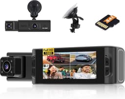 Dashcam WiFi met 64GB SD Kaart - FHD 1080P Auto Camera met Dubbele Lens en G-Sensor — thumbnail 1