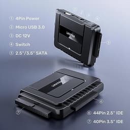 SATA naar USB harde schijf adapter - Externe lezer voor 2,5/3,5 inch HDD/SSD met USB C datakabel — thumbnail 3
