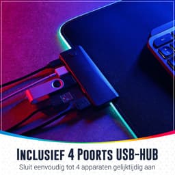 Brightly® 4-in-1 RGB Gaming Muismat XXL Met USB Hub - LED Verlichting Muismat - USB Hub - Splitter - USB - Antislip Muismat - 80 cm x 30 cm - Waterproof - Gaming Muismat - Extra Breed en Lang - Zwart — thumbnail 5