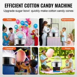 Suikerspinmachine - Elektrisch - 1000 W - Commercieel - Met Deksel - RVS Kom - Inclusief Suikerlepel - Blauw — thumbnail 4