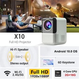 Namajunas - Mini beamers - Draagbare Beamer - Projector / Beamer - Smart Projector met 4K - Voor iOS en Android - Android 10 - WiFi 5 & Bluetooth 5.2 - Thuisbioscoop - Autofocus — thumbnail 4
