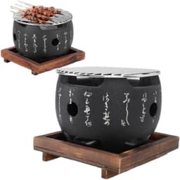 Mini Draagbare BBQ Grill - Ronde Japanse Stijl Houtskool Grill voor Tafelblad - Huishoudelijke Barbecue Kachel met Japanse Design (Luxe) — thumbnail 2