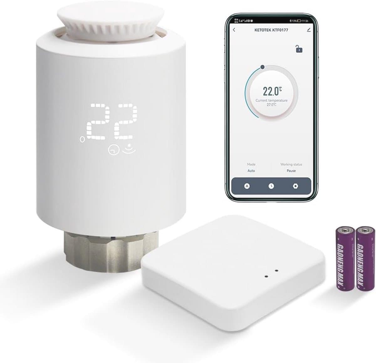 Slimme Radiatorthermostaatset met Zigbee Gateway en WiFi - Programmeerbare Thermostaten voor Slimme Verwarming — afbeelding 1