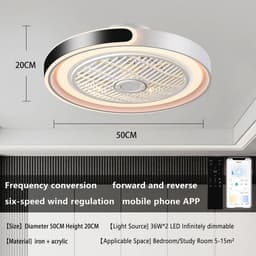 Stille Plafondventilator met Afstandsbediening en LED Licht voor Slaapkamer en Woonkamer — thumbnail 2
