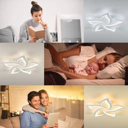 Dimbare LED Plafondlamp met Afstandsbediening - Modern Kleurveranderende Lamp voor Woonkamer en Slaapkamer - 5 Lichten, Ø 63 cm — thumbnail 3