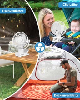 Draagbare 360° Oscillatie Clipventilator met Afstandsbediening - USB Tafelventilator met 10.000 mAh Accu en 4 Snelheden — thumbnail 1