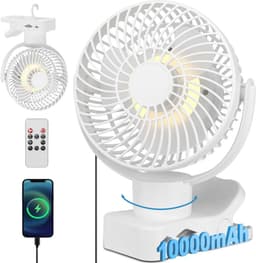 Draagbare 360° Oscillatie Clipventilator met Afstandsbediening - USB Tafelventilator met 10.000 mAh Accu en 4 Snelheden — thumbnail 2
