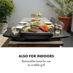 Klarstein Gatsby elektrische barbecuestandaard tafelgrill, vermogen: 2000 W, EasyGrill Concept, grilloppervlak: 40 x 36 cm / gegoten aluminium / antiaanbaklaag / grillmuts, twee zijtafels, beige / zwart - BBQ - 47 cm - RVS - RVS — thumbnail 2