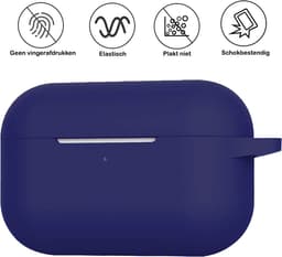 Hoesje - Geschikt voor Apple AirPods Pro 2 - Siliconen Hoes met Clip - Silicone Case Cover - Donkerblauw — thumbnail 3