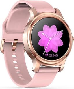 Belesy® SMART - Smartwatch Dames - Smartwatch Heren - Horloge - Stappenteller - 1.3 inch - Kleurenscherm - Full Touch - Bluetooth Bellen - Goud - Roze - Siliconen - Moederdag — thumbnail 4