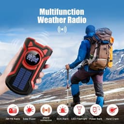 Dutchers® Onverwoestbare Noodradio 5000 mAh - Schok- en valbestendig - Solar Opwindbaar - Opwindbare Radio - Survival - Dynmo en Zonnepaneel - Powerbank - Dynamo Radio - Zaklamp - Noodpakket - Telefoon opladen — thumbnail 4