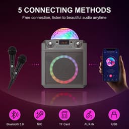 N-GEAR Block Party 602 XL - Karaoke set met 2 Microfoons - Karaoke set voor volwassenen - Partybox met Verlichting - Space Grey — thumbnail 4
