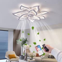 10 Lotus Ventilator Lamp - Plafondventilator - Smart Lamp - Met Dimmer - 3 Standen Ventilator - Keuken Lamp - Woonkamerlamp - Moderne lamp — thumbnail 3