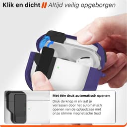 Schokbestendig Hoesje - Geschikt voor Apple AirPods 4 - Hardcase Met Sleutelhanger - Transparant & Paars — thumbnail 4