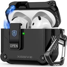 Case geschikt voor Apple AirPods 4 Hoesje - Waterdicht - 100% Shockproof Case - Vergrendelknop - Zwart — thumbnail 1