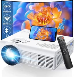 Carlovo Projector - Mini Beamer - Mini Projector - Beamer - Draagbare Projector - Thuisbioscoop - LED - Afstandsbediening - Inclusief Reistasje - Wifi - Bluetooth - Full HD 1080P - Wit — thumbnail 5