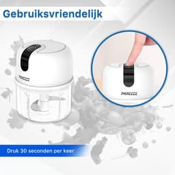 Mini Hakmolen Elektrisch - 250ML - Foodprocessor - Groentesnijder - USB Oplaadbaar - Portable Chopper - Blender - Keukenmachine - Draadloos — thumbnail 5