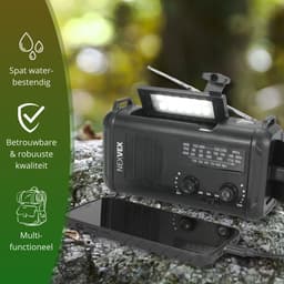 Nexvex® Pulse 1X Noodradio Powerbank 10000mAh - Solar Powerbank Zonneenergie - Noodpakket - Survival Kit Kamperen - Militaire Zaklamp LED Oplaadbaar - Draagbare Radio Wandelen - Leeslamp - Nood Kompas - Opwindbaar - Zonnepaneel - Noodrantsoen - Zwart — thumbnail 2