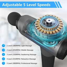 Dieptemassagepistool voor spierherstel - Draagbaar, stil en krachtig met 6 verwisselbare opzetstukken — thumbnail 3