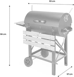 sweeek - Houtskoolbarbecue serge zwart, met rookfunctie (smoker), amerikaanse stijl, asopvangbak, zijtafels en wieltjes — thumbnail 4