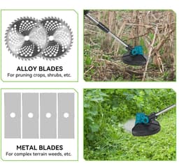 Handmaaier - Grasmaaier - Grastrimmer - Grasschaar - Grasmachine - 4000W - 9 Inch - Elektrische/Accu - Borstelloze Grastrimmer met Digitaal Display – Stil & Krachtig Tuingereedschap - 21V/18V Compatibel - Inclusief 2x Accu — thumbnail 2