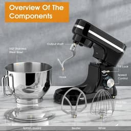 Keukenmixer - Keukenmachine - Foodprocessor - Keukenrobot - 1000W – 8 Snelheden – 4.5L Roestvrijstalen Kom – Elektrische Foodmixer - Zilver — thumbnail 4
